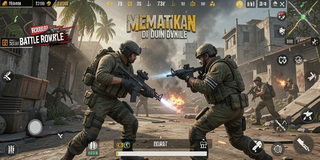 Tampilan aksi menegangkan dalam pertempuran Battle Royale.