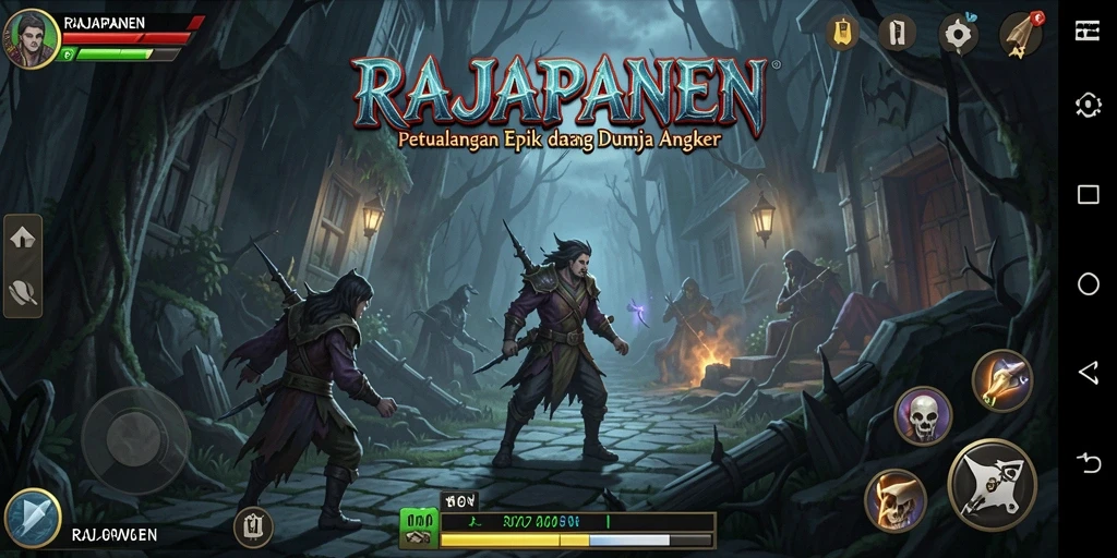 Tampilan gameplay menegangkan di dunia penuh petualangan RAJAPANEN.