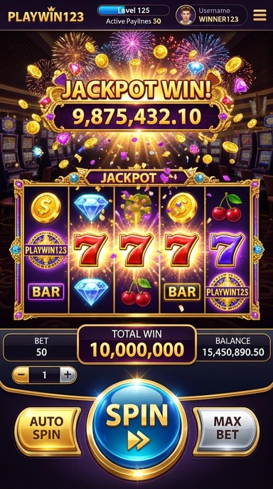 Tampilan antarmuka pengguna playwin123 yang mudah digunakan.